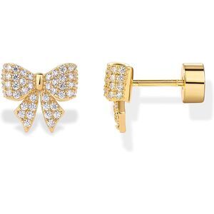 PAVOI 14K Gold Plated Dainty Flat Back Earring For Women Silver Piercing Jewelry